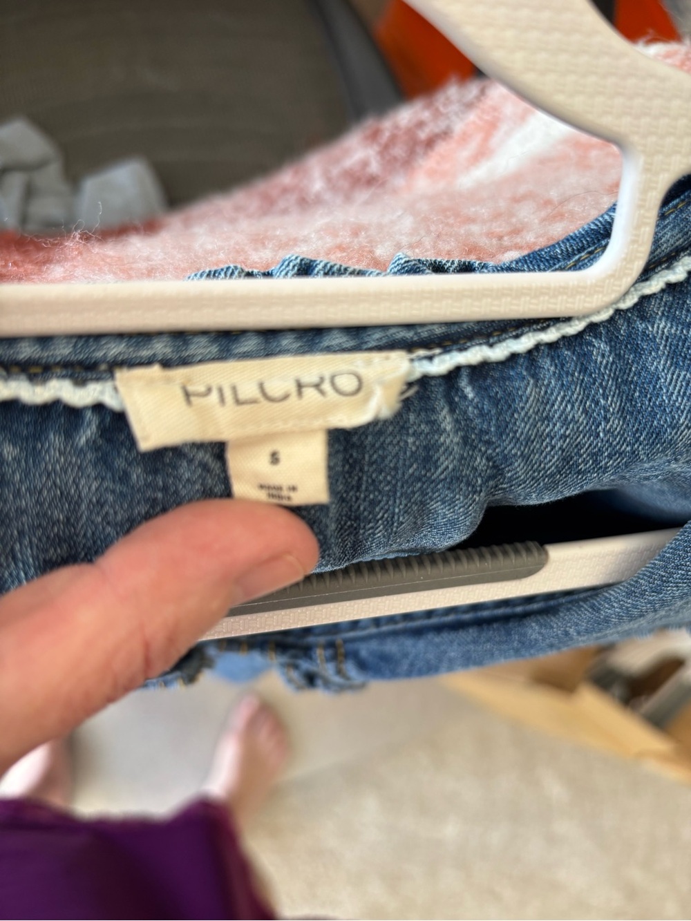 Pilcro Anthropologie Denim Ruffle Collar Shirt Sz S Oversized Button Front - Picture 3 of 3